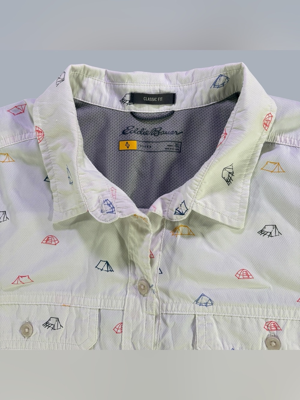 Eddie Bauer Travex Camping Print Button-Up Shirt – Women’s XL